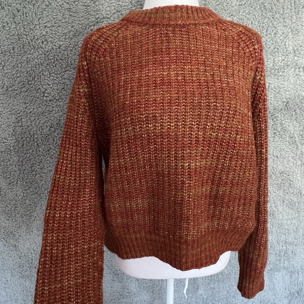 Evereve Rust Orange Sweater Crewneck Chunky Knit Medium Cozy Fall